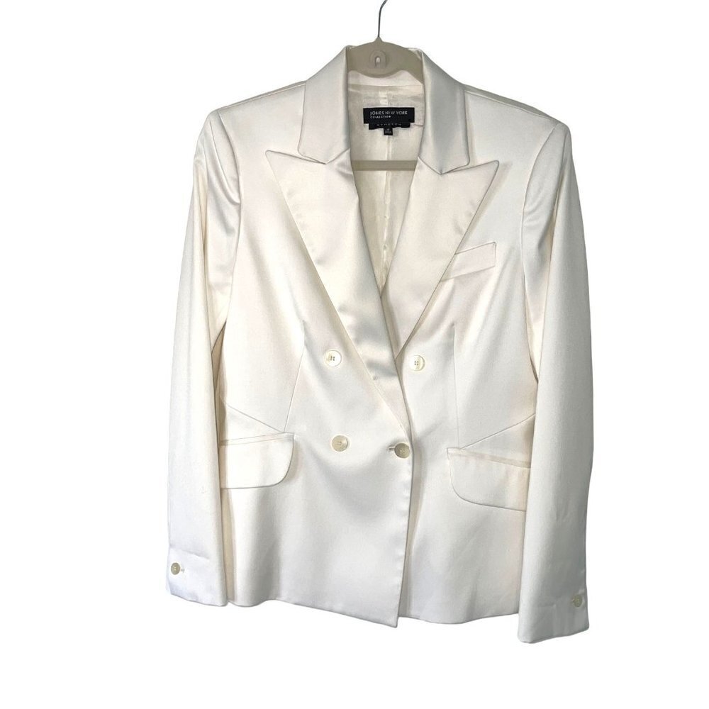 Jones New York Collection Suit Jacket Womens Size 10 Double Breasted White